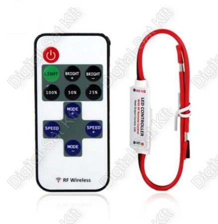Mini LED szalag vezérlő dimmer 3528,5050,5630 3 gombos 12A 144W/288W fényerőszabályzó távirányító